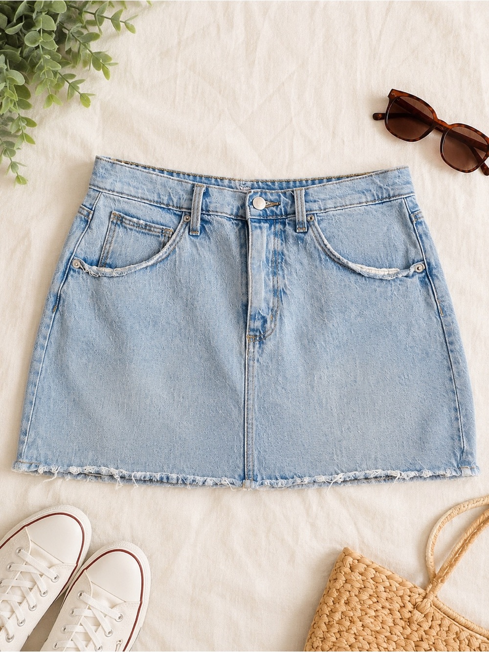 A New Day Light Wash Denim Mini Skirt Size 8
